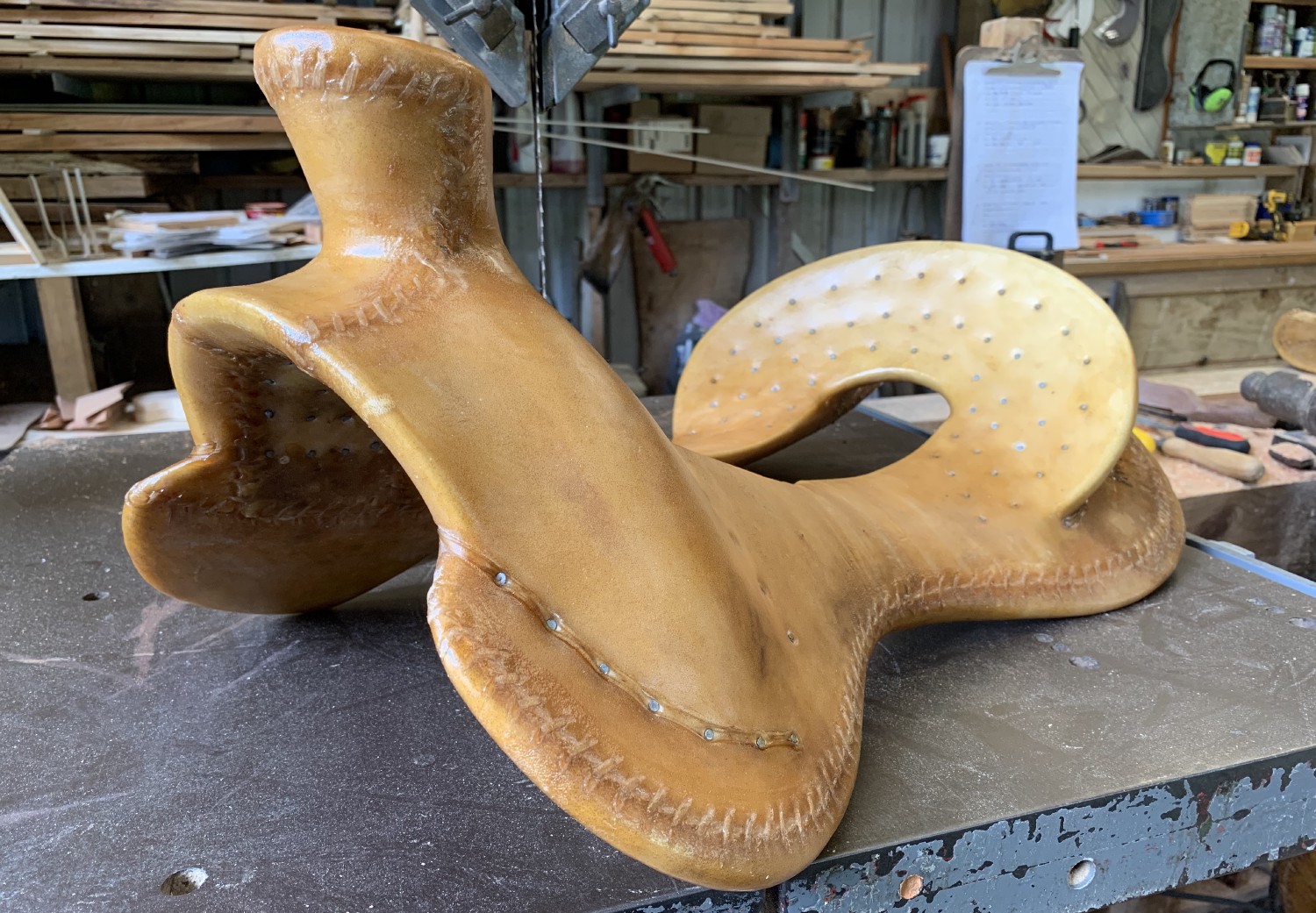 Finished rawhided wooden saddle tree